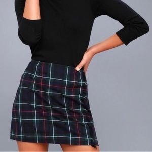 BB Dakota Graham Forest Green Plaid Mini Skirt- Size 0